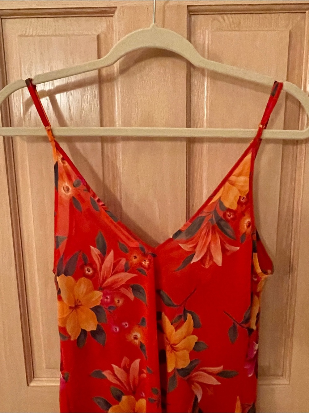 Victoria's Secret Sheer Red Floral Slip Dress with Green Leaf Accents - Picture 11 of 11
